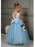 Sky Blue Sequin Tulle Flower Girl Dress